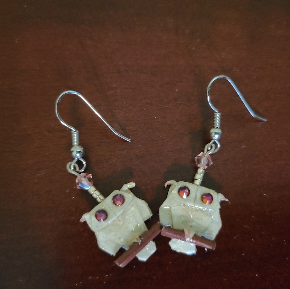 Earrings Owl Origami